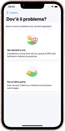 Esempio di schermata per indicare dove si trova il problema