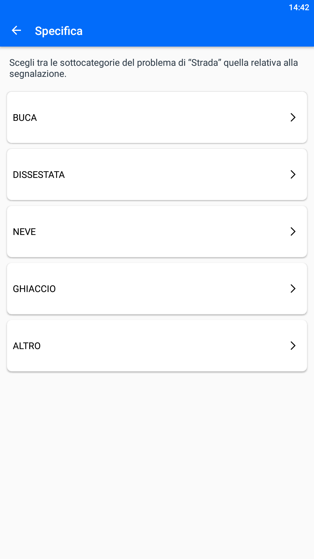 Screenshot segnalazione specifica