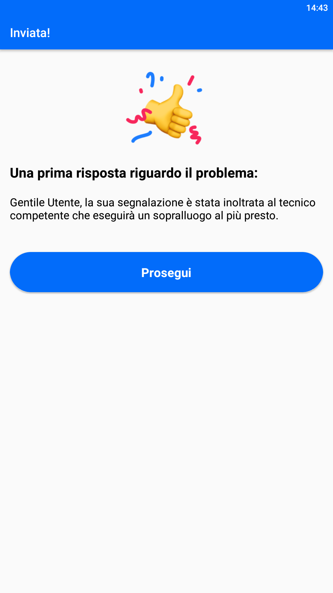 Screenshot segnalazione geolocalizzazione